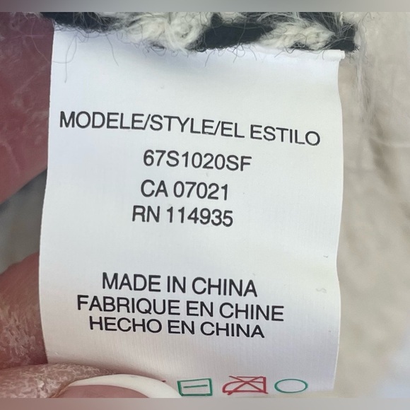 NWT RD Style oversized black / cream acrylic blend open front cardigan; size S - Picture 5 of 8